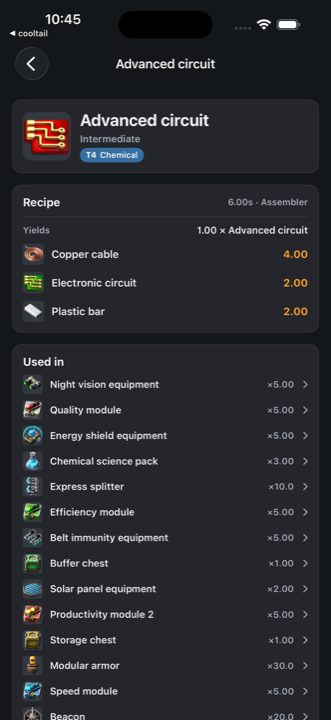 Recipe detail screen